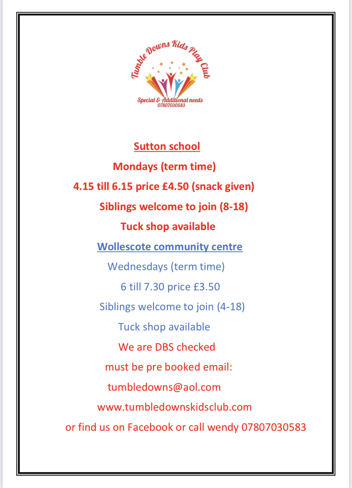 Tumble Down's - Special Educational Needs (SEN) Kids Club