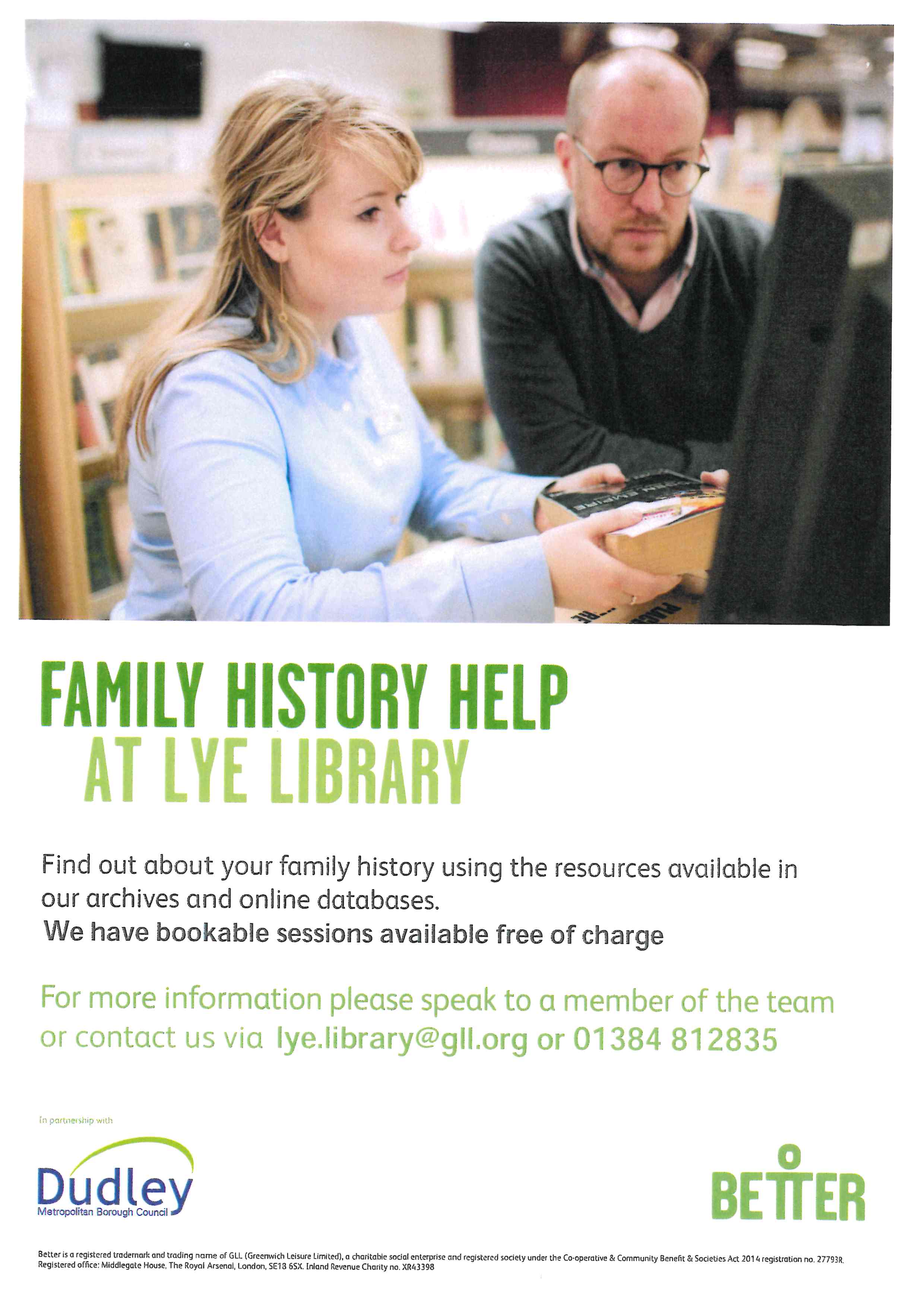Lye Library -  Family History Help Sessions