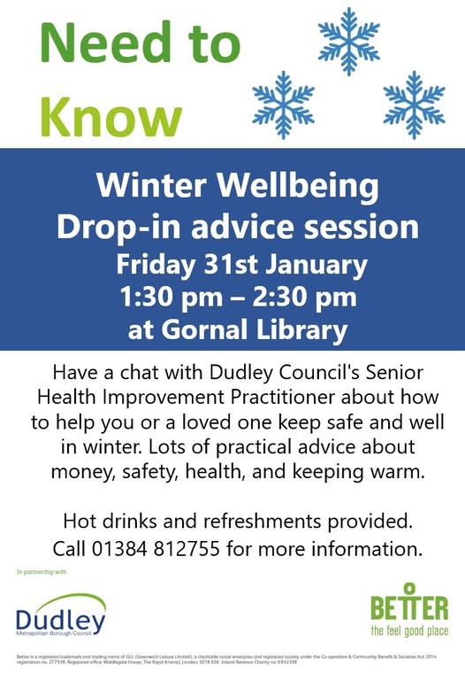 Gornal Library - Winter Wellbeing Drop In Advice Session