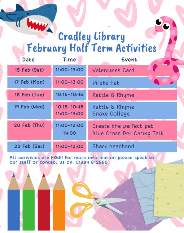 Cradley Library - Children's Half Term Activities