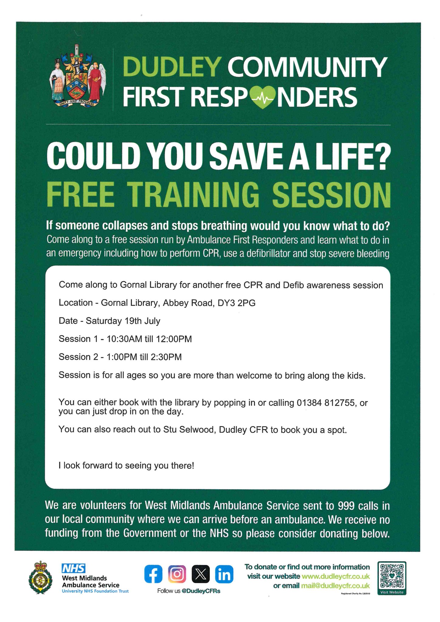 Gornal Library - Free CPR and Defib Awareness Session
