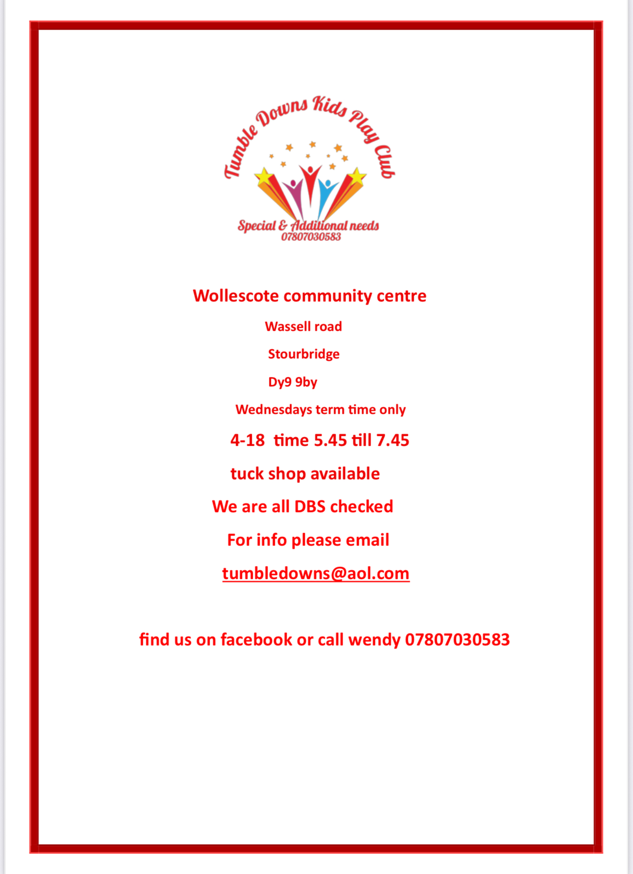 Tumble Down's - Special Educational Needs (SEND) Kids Club