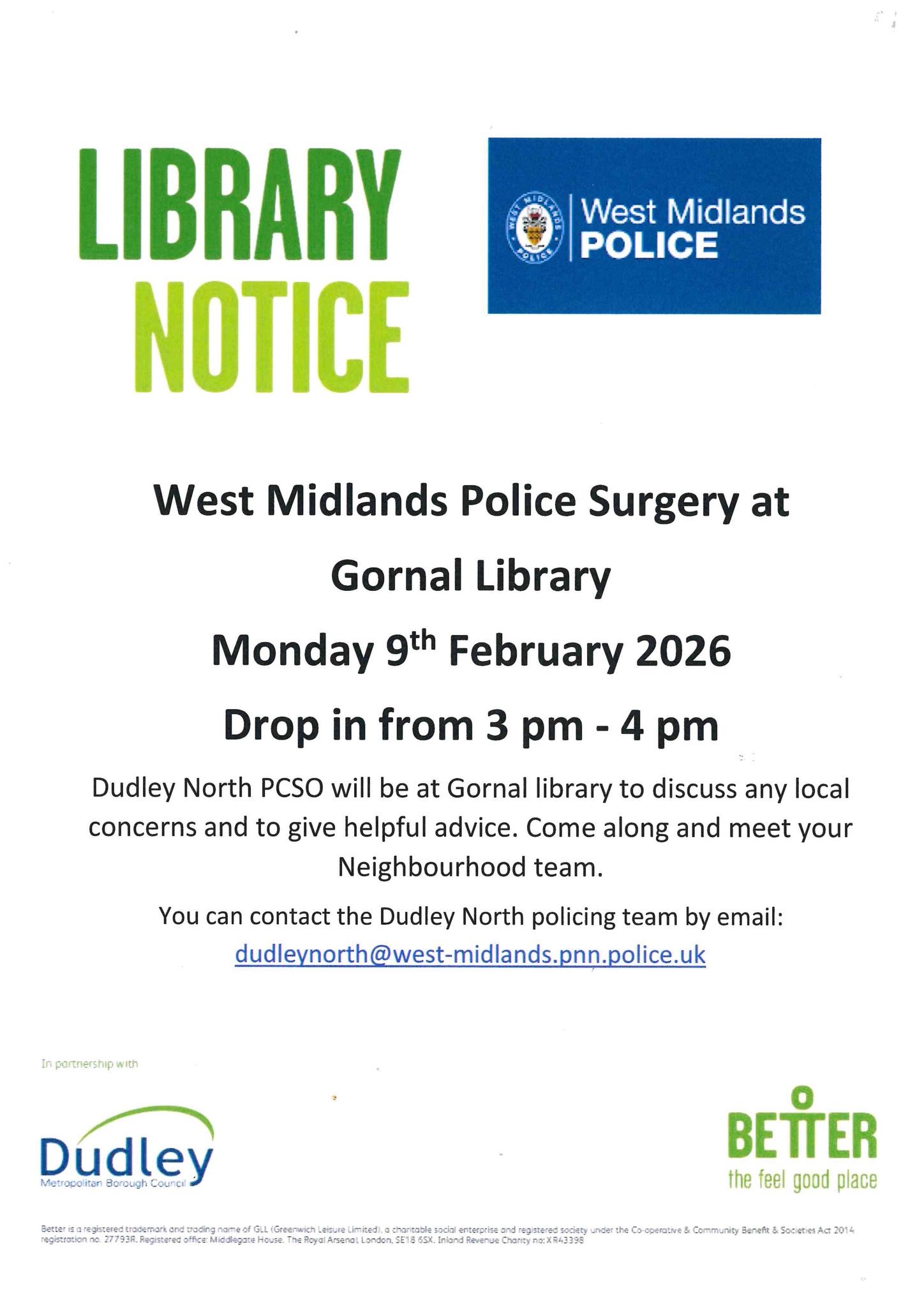 Gornal Library - West Midlands Police Surgery