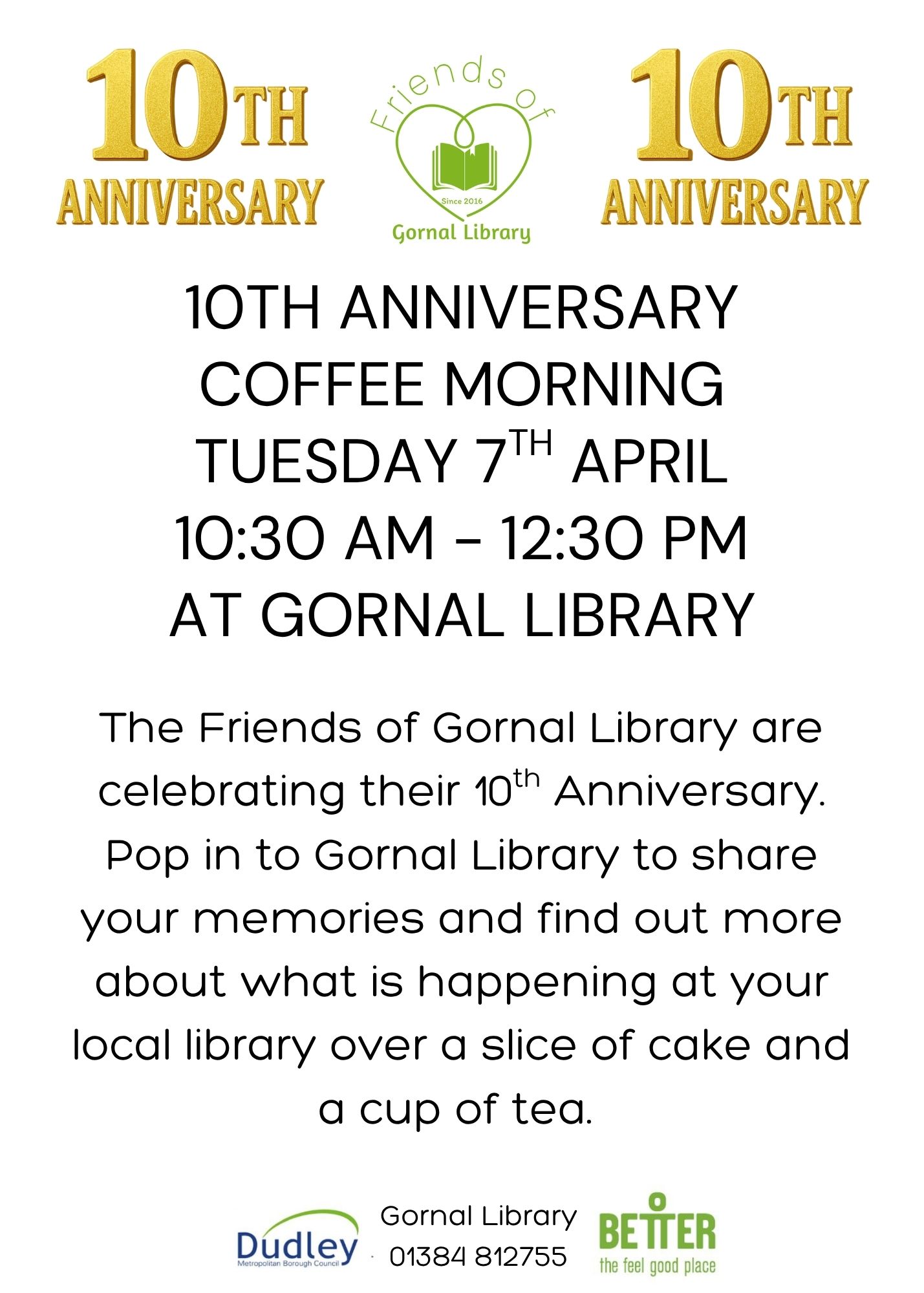 Friends of Gornal Library - 10th Anniversary Coffee Morning