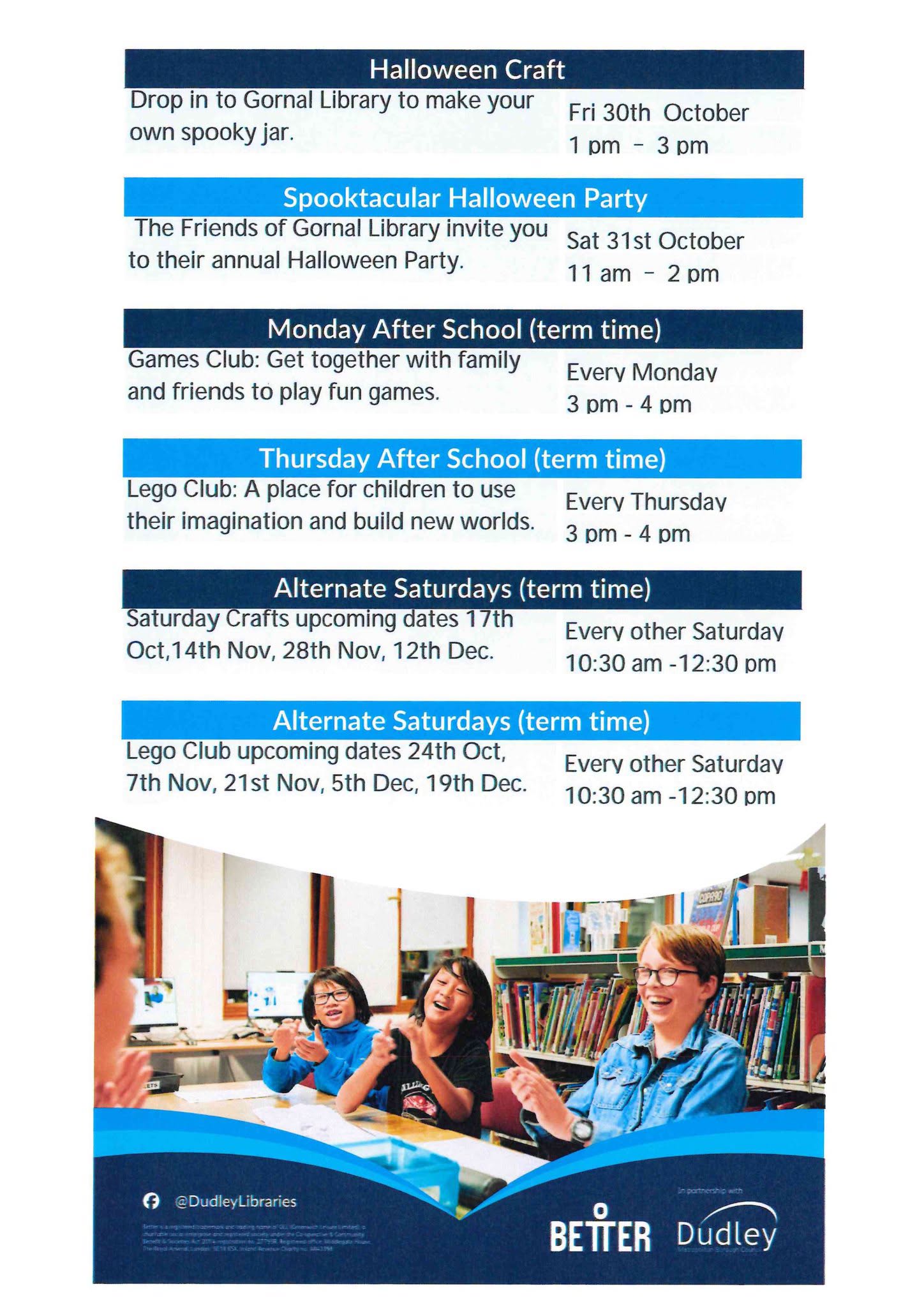 Gornal Library event 2 Children's October Half Term 31 October 2026