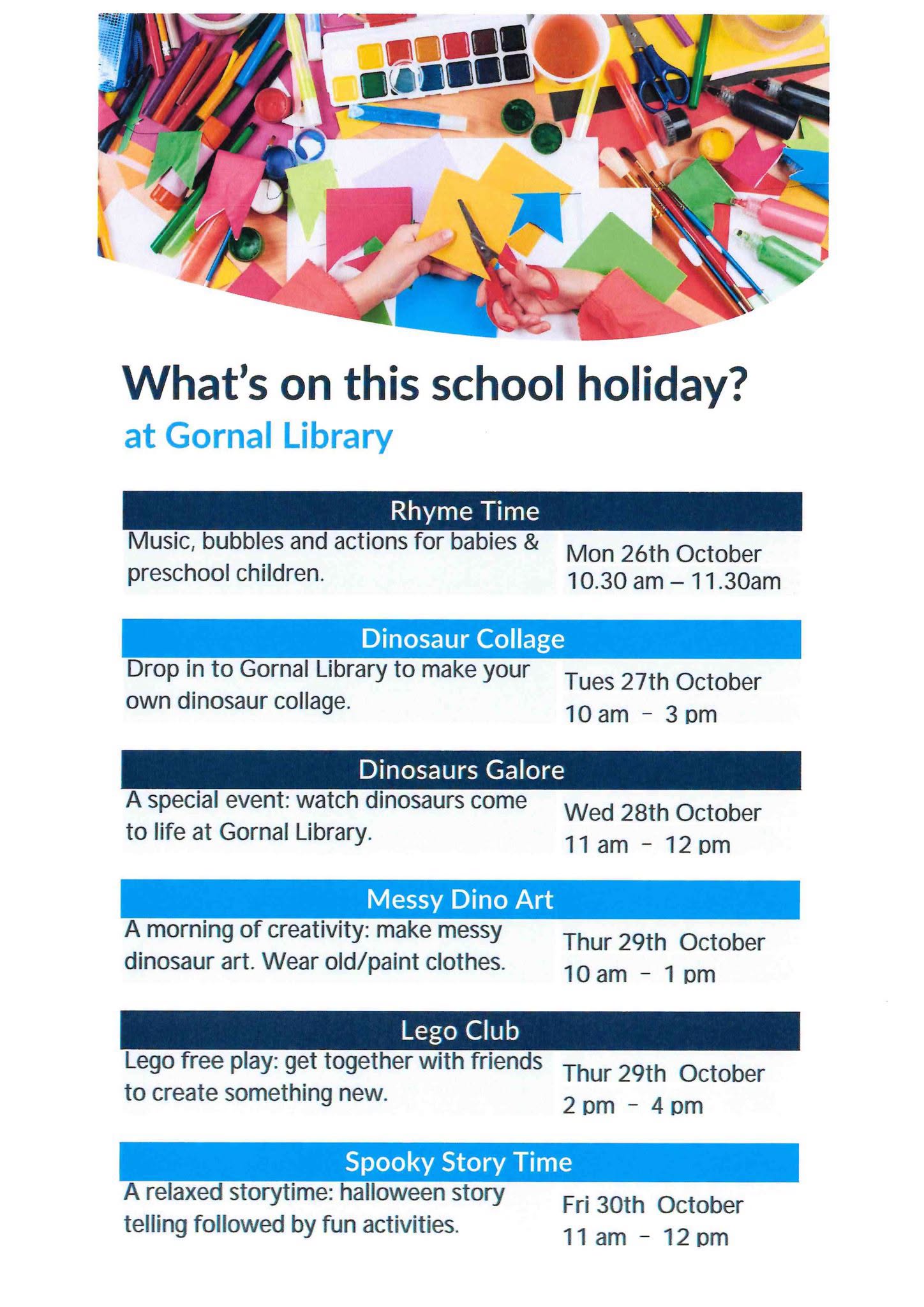 Gornal Library - Children's October Half Term Activities